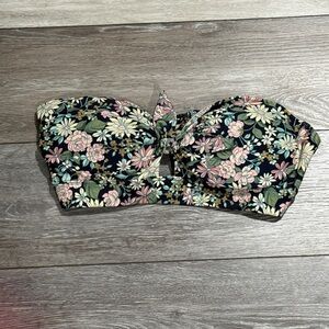 Kona Sol Floral Strapless Crop Top